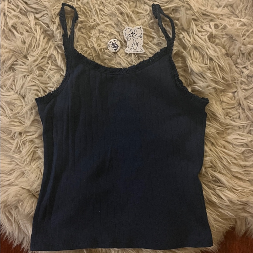 Classic navy pointelle tank